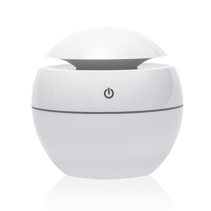 Eco-Friendly Spherical Humidifier with Wood Grain Finish and Blue Light