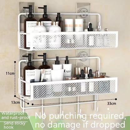 Toilet Storage Punch-Free Rack – Large Capacity Wall Shelf (White/Black)