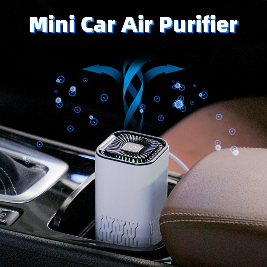 Compact Car Air Purifier in a car cup holder