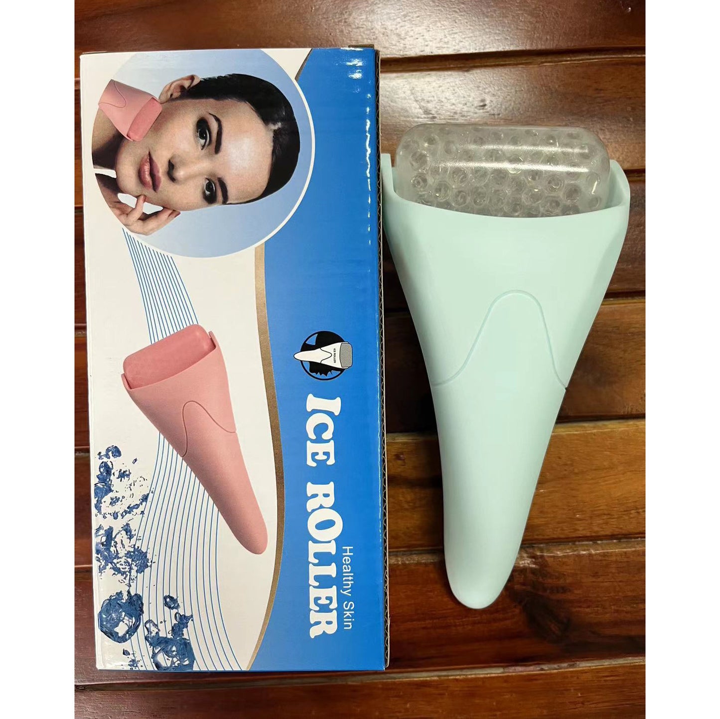 Pink Ergonomic Facial Ice Roller for Skincare and Wellness