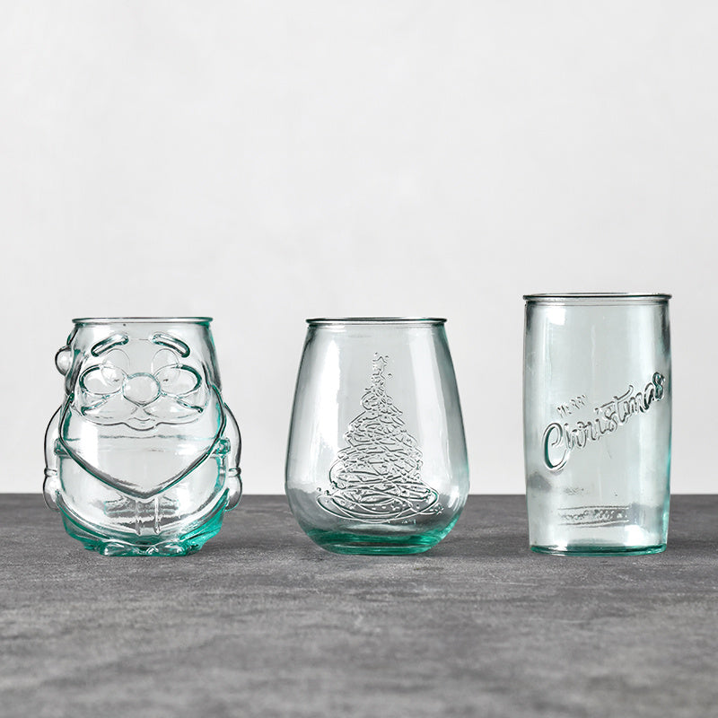 Eco-Friendly Recycled Glass Drinking Glasses with Green Tint