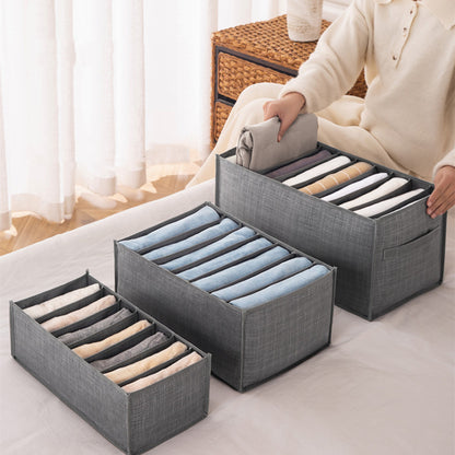 Clothes & Pants Drawer Organizer – 9-Grid Foldable Storage Box (Gray)