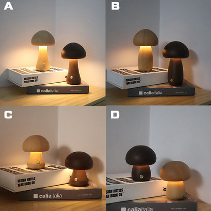 Eco-Friendly Wooden Mushroom Table Lamp