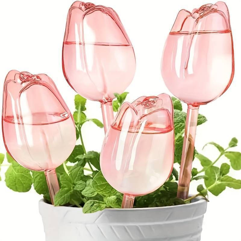 Tulip-Shaped Self-Watering Plant Bulb - Pink, Water-Saving, Eco-Friendly