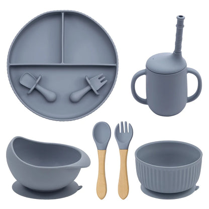 Eco-Friendly Pink Silicone Baby Feeding Plate Set