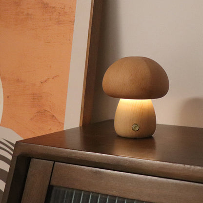 Eco-Friendly Wooden Mushroom Table Lamp