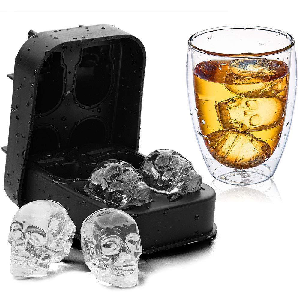 Skull Ice Cube Mold - Reusable Silicone Skull-Shaped Ice Tray