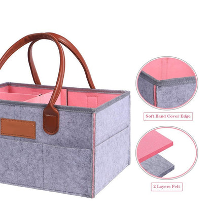 Eco-Friendly Felt Storage Bag - Stylish Organizer in Gray & Pink