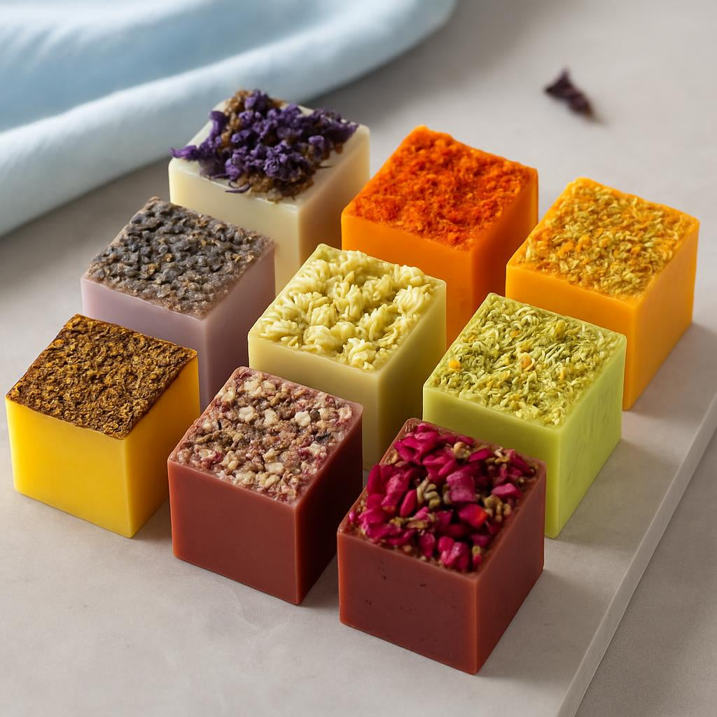 Luxury Botanical Soap Bars – Handcut with Flavorful Toppings