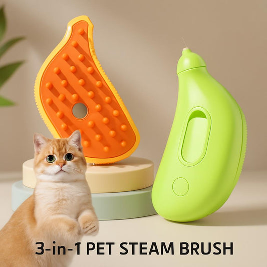3-in-1 Pet Steam Brush – USB Rechargeable Grooming Comb for Cats & Dogs