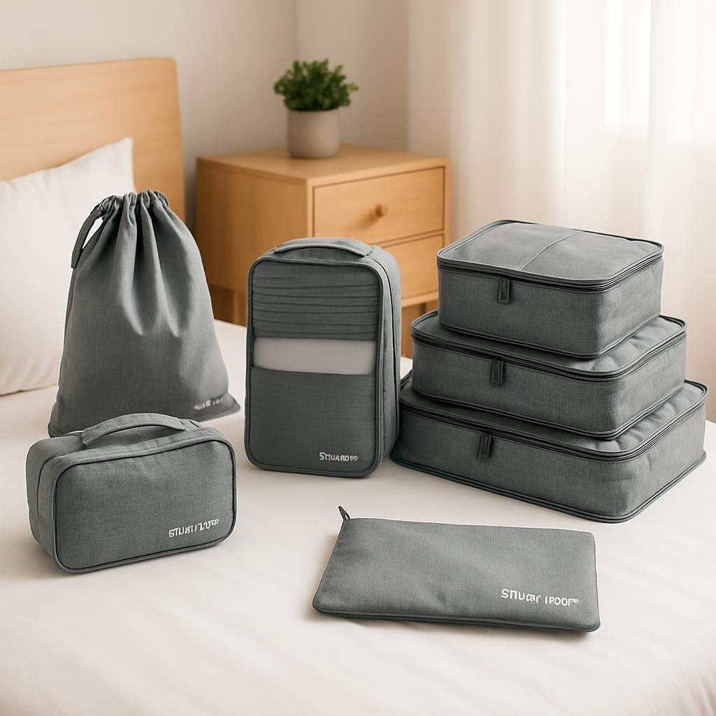 7-Piece Waterproof Travel Tote Bag Set – Lightweight Luggage Organizers