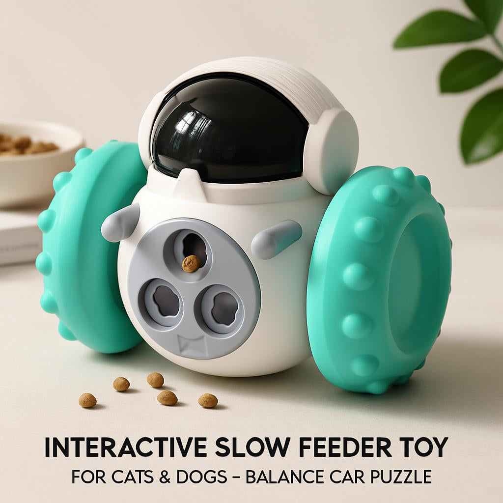 Interactive Slow Feeder Toy for Cats & Dogs – Balance Car Puzzle