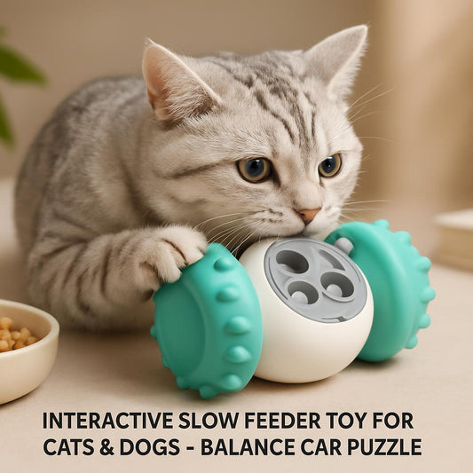 Interactive Slow Feeder Toy for Cats & Dogs – Balance Car Puzzle