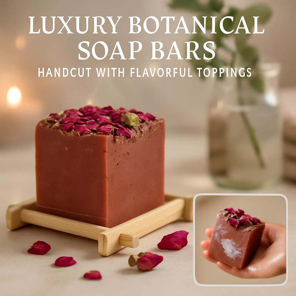 Luxury Botanical Soap Bars – Handcut with Flavorful Toppings