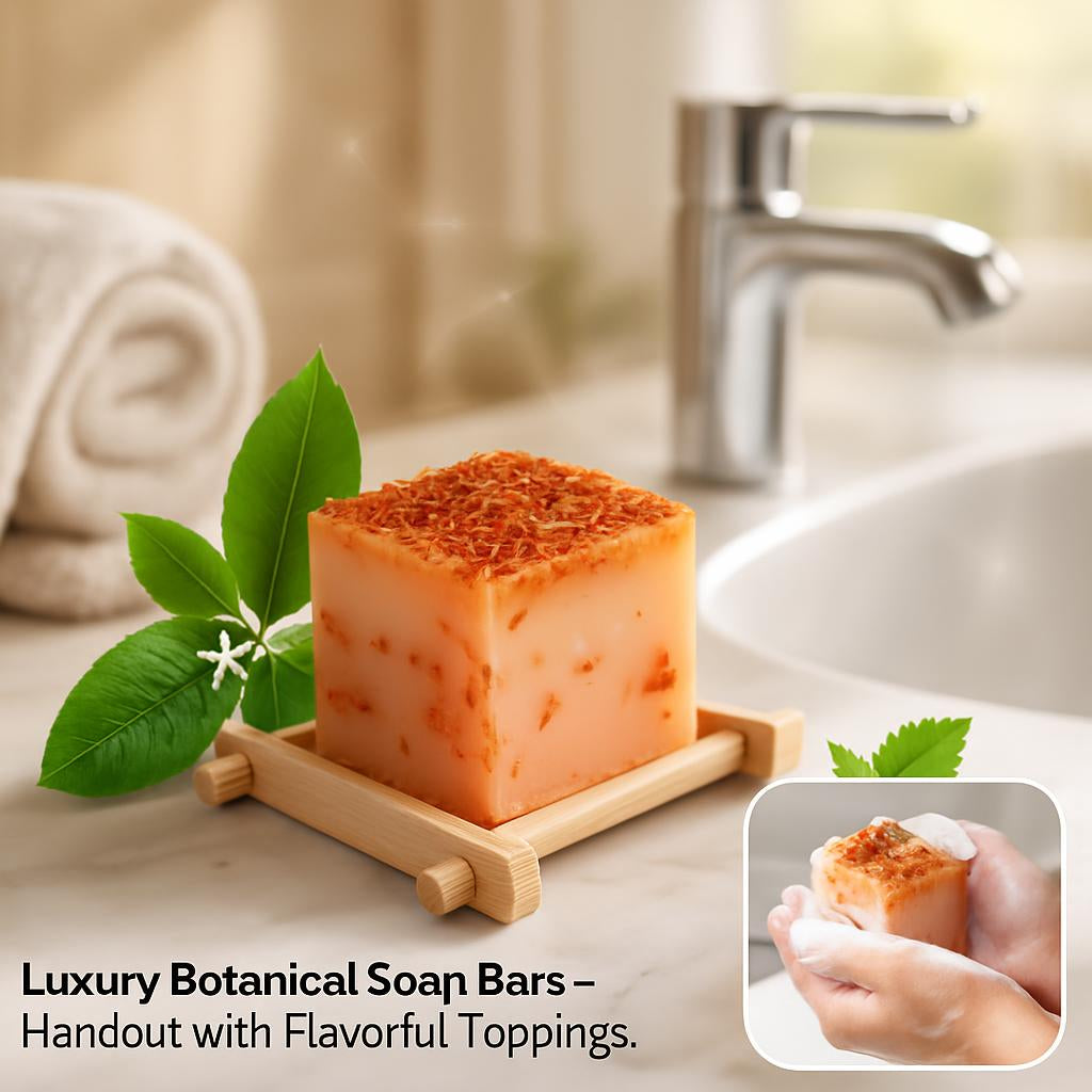 Luxury Botanical Soap Bars – Handcut with Flavorful Toppings