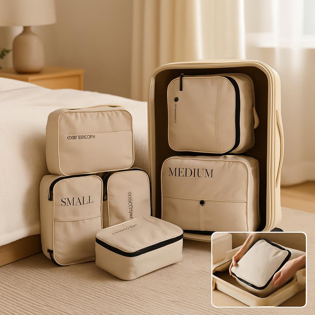 Luxury Travel Packing Organizer Set – Multi-Piece Storage Bags for Clothes, Shoes & Accessories