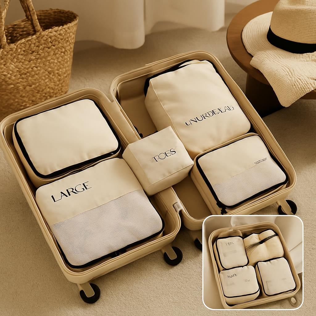 Luxury Travel Packing Organizer Set – Multi-Piece Storage Bags for Clothes, Shoes & Accessories