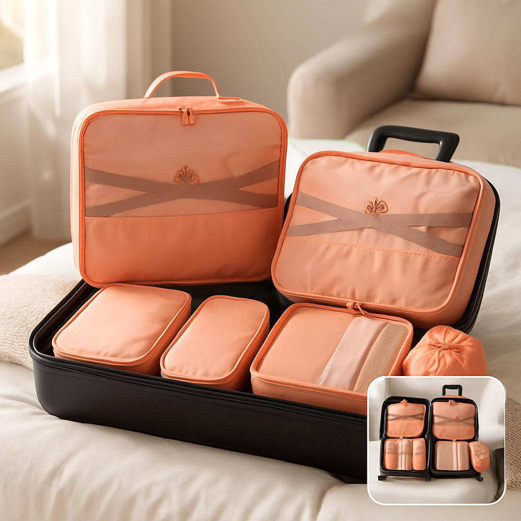 7-Piece Waterproof Travel Tote Bag Set – Lightweight Luggage Organizers