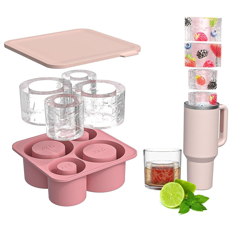 Eco-Friendly Silicone Ice Cube Tray - Triangular Shape, Green & Pink
