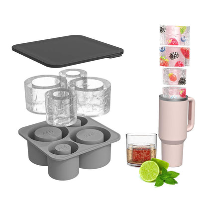 Eco-Friendly Silicone Ice Cube Tray - Triangular Shape, Green & Pink