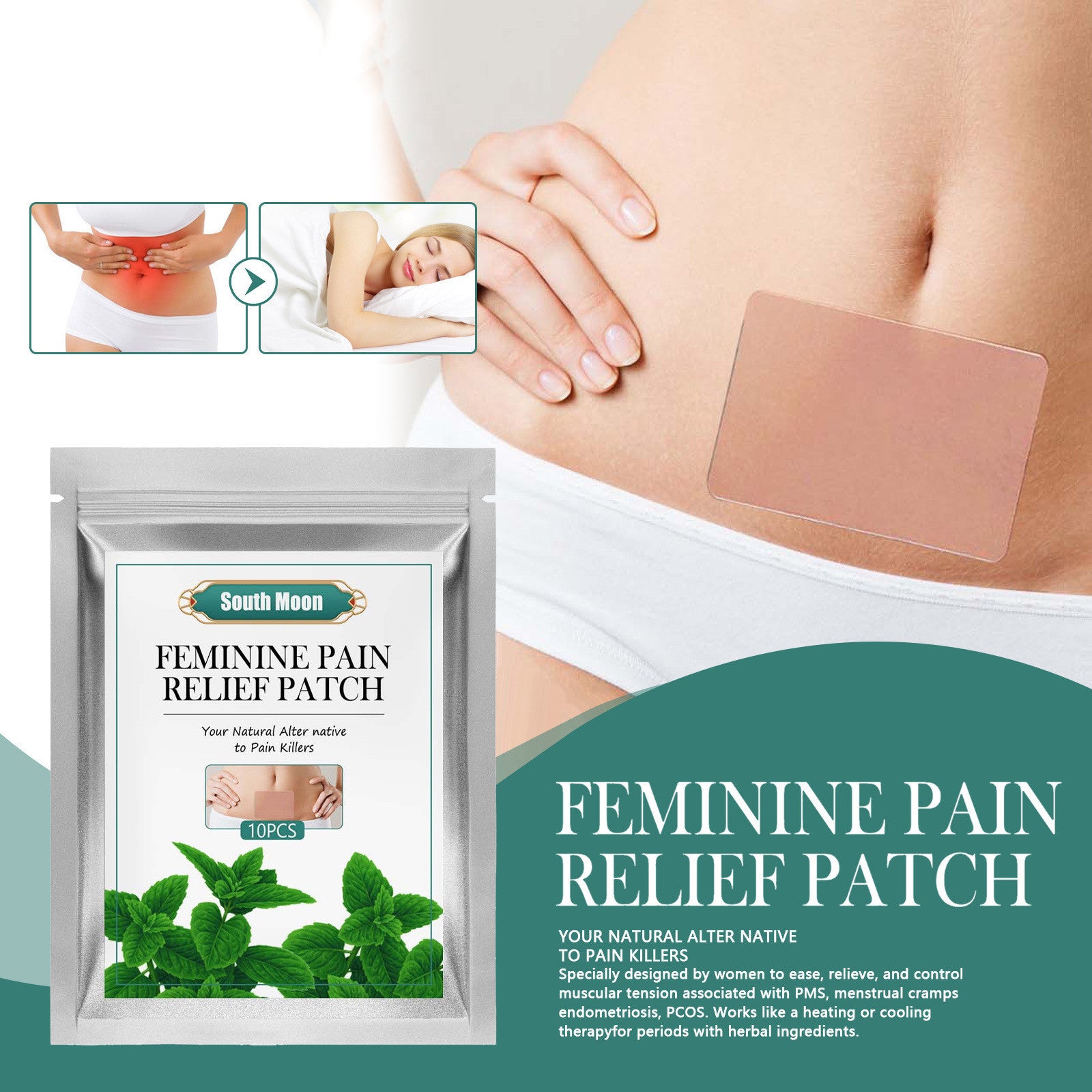 Natural Feminine Pain Relief Patch - Skin-Toned, Reusable, Eco-Friendly