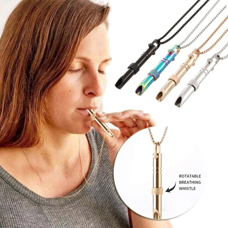 Cylindrical Breathing Whistle in Gold, Silver, Black, Multicolor