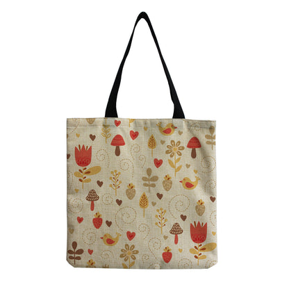 Cartoon Mushroom One Shoulder Reusable Tote Bag