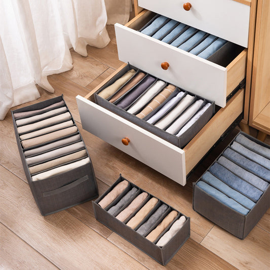 Clothes & Pants Drawer Organizer – 9-Grid Foldable Storage Box (Gray)