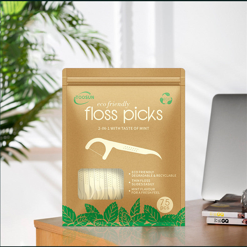 Eco-Friendly Mint Floss Picks - Biodegradable & Plastic-Free Oral Care