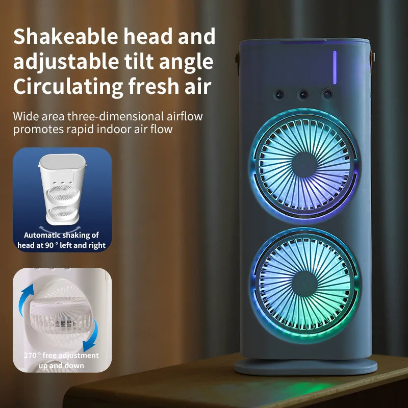 Eco-Friendly Double Headed Fan with Night Light