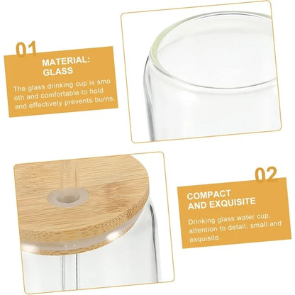 Eco-Friendly Glass Cup with Bamboo Lid & Straw