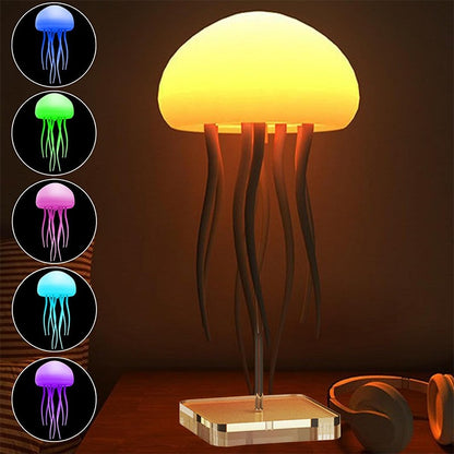 Jellyfish Mood Lamp (3.35 × 6.54 in) – LED Night Light with Voice & Touch Control, Rechargeable RGB Table Lamp