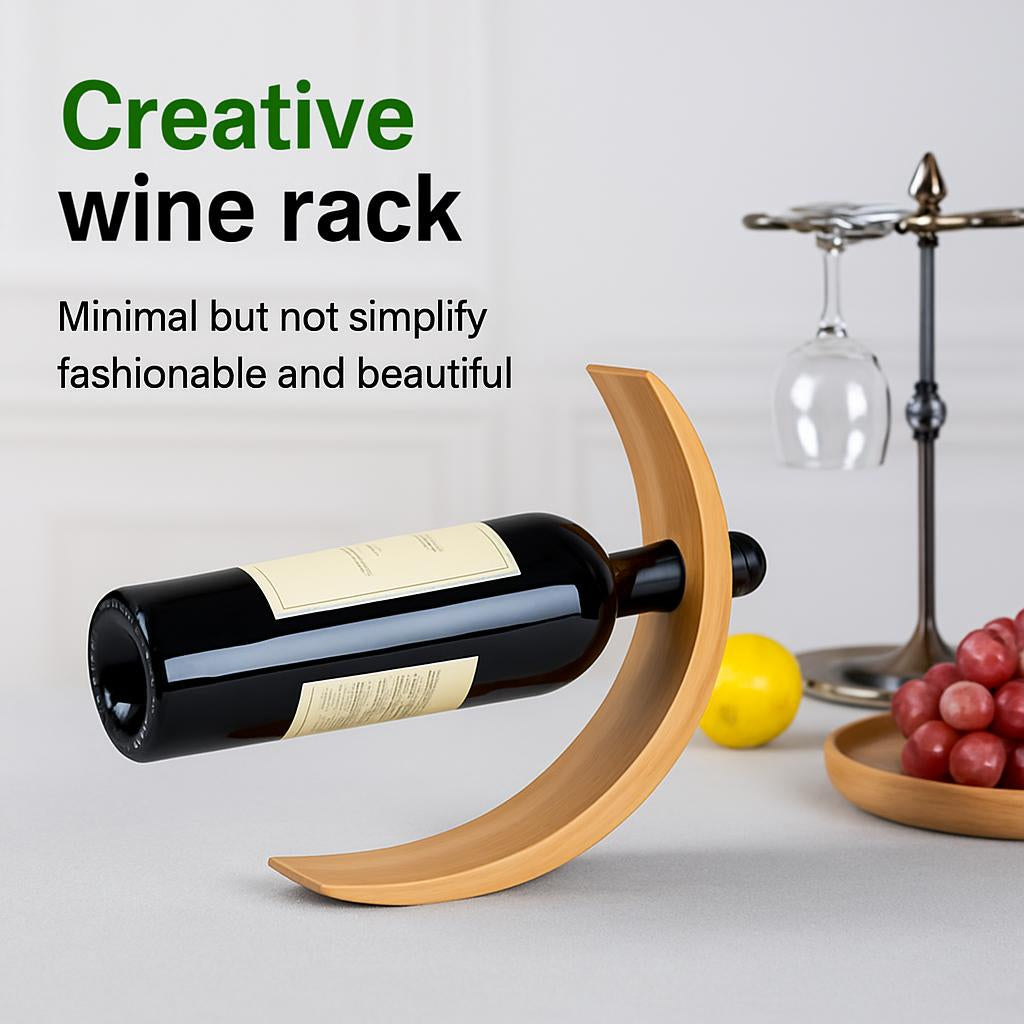 Eco-Friendly Balancing Wine Bottle Holder - Natural Wood Tone