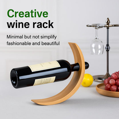 Eco-Friendly Balancing Wine Bottle Holder - Natural Wood Tone