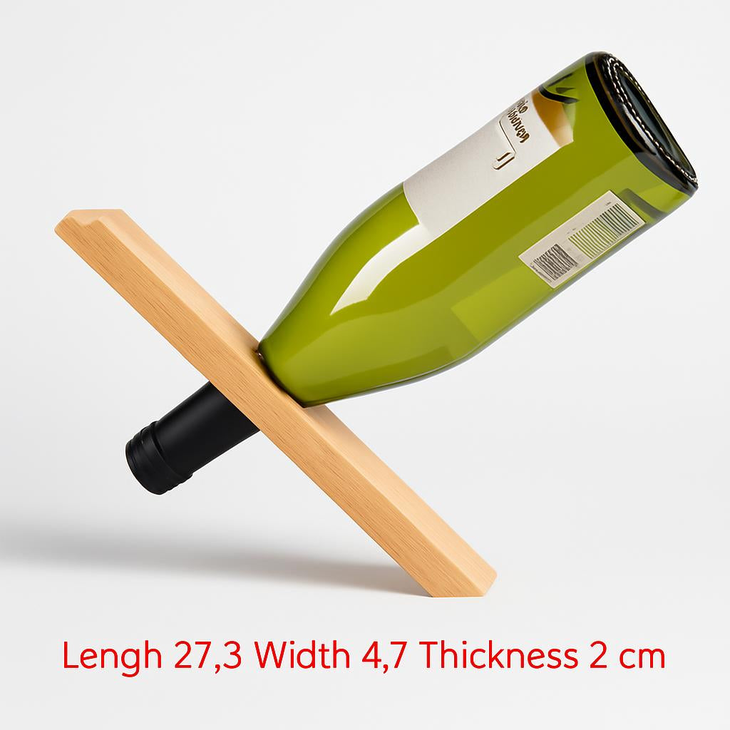 Eco-Friendly Balancing Wine Bottle Holder - Natural Wood Tone