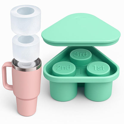 Eco-Friendly Silicone Ice Cube Tray - Triangular Shape, Green & Pink