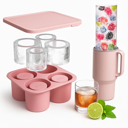 Eco-Friendly Silicone Ice Cube Tray - Triangular Shape, Green & Pink