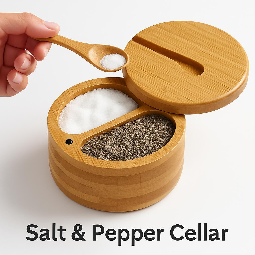 Eco-Friendly Bamboo Spice Box with Dual Compartments