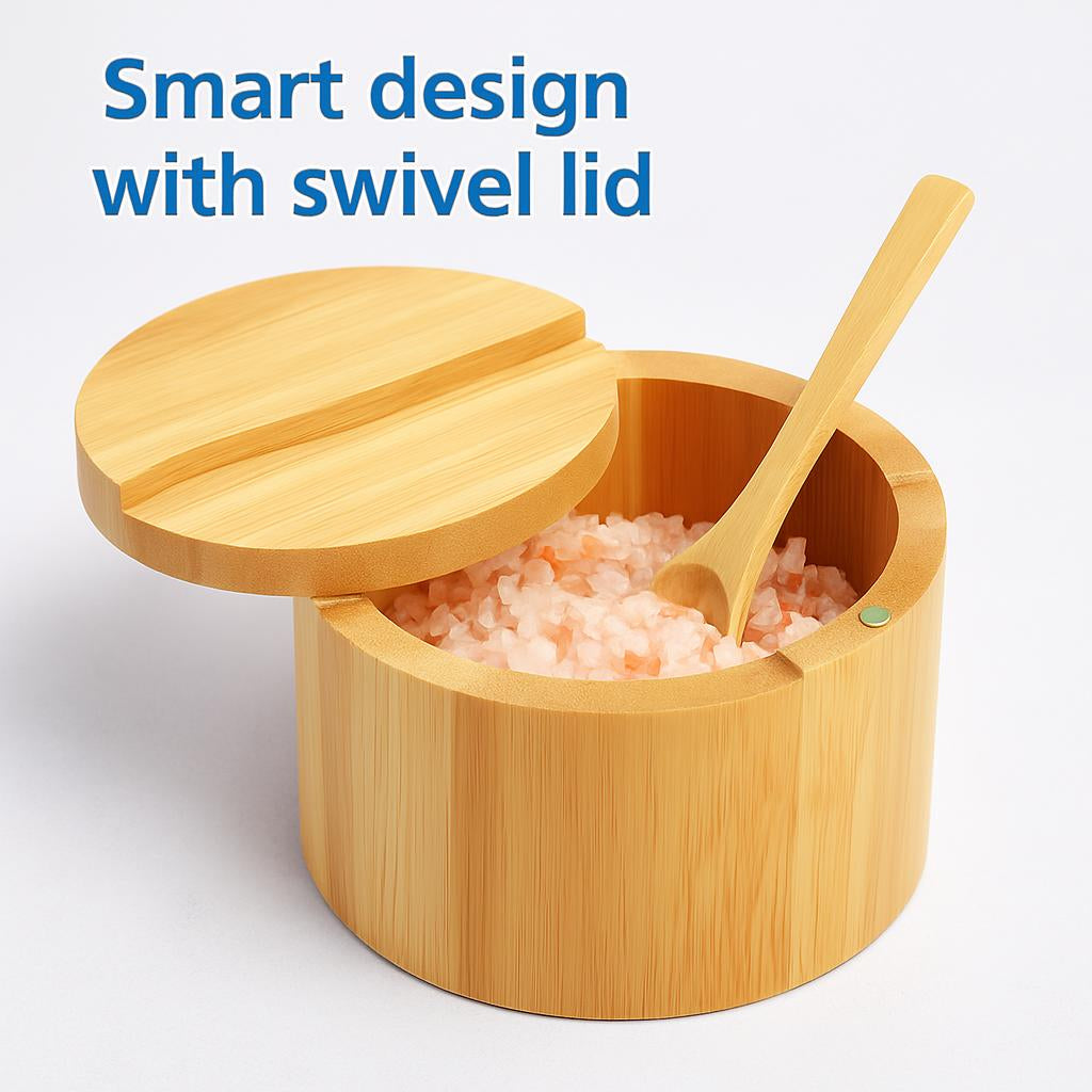 Eco-Friendly Bamboo Spice Box with Dual Compartments