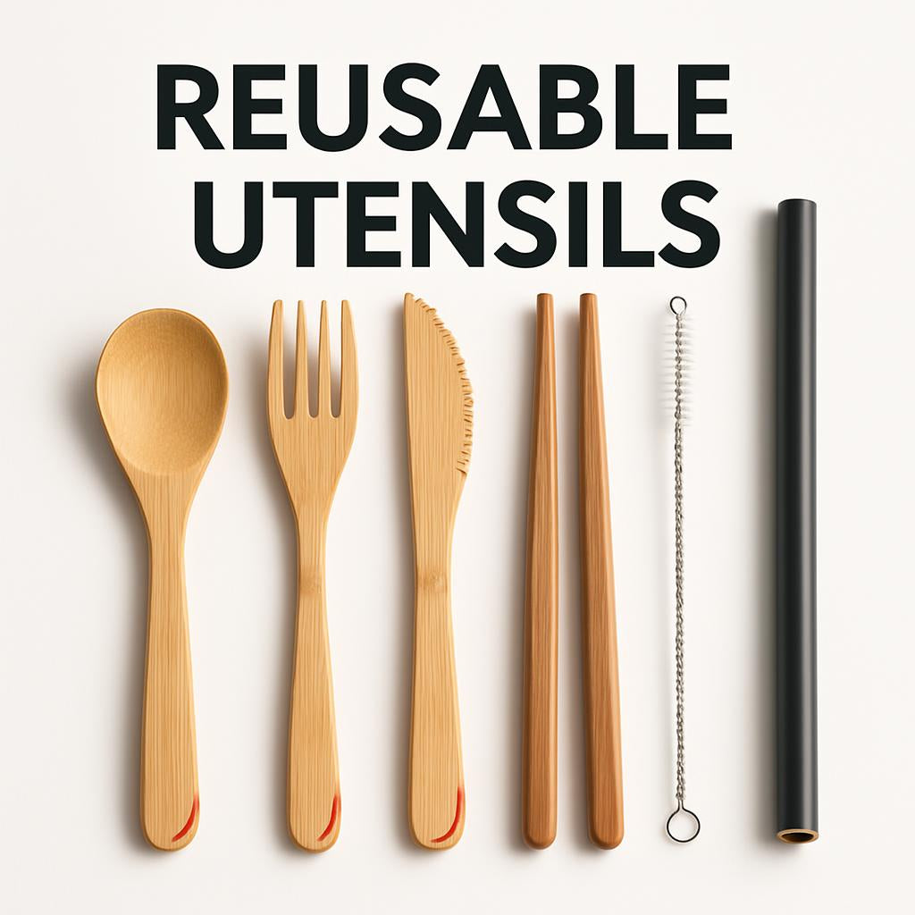 Eco-Friendly Bamboo Reusable Cutlery Set with Portable Pouch