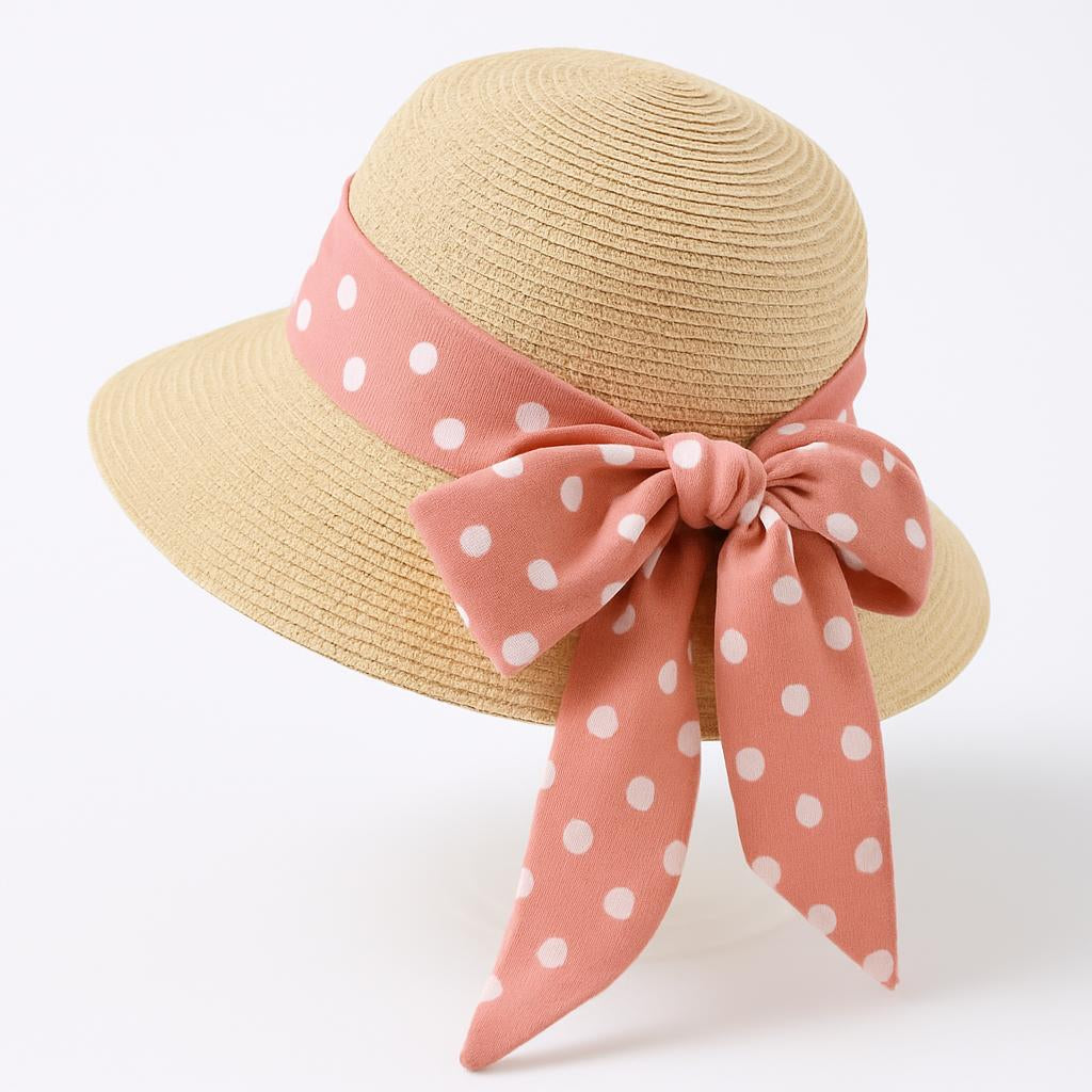 Eco-Friendly Kids Wide-Brimmed Sun Hat with Ribbon Bow