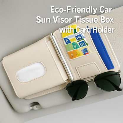 Beige Car Visor Organizer with Multi-Compartment Design