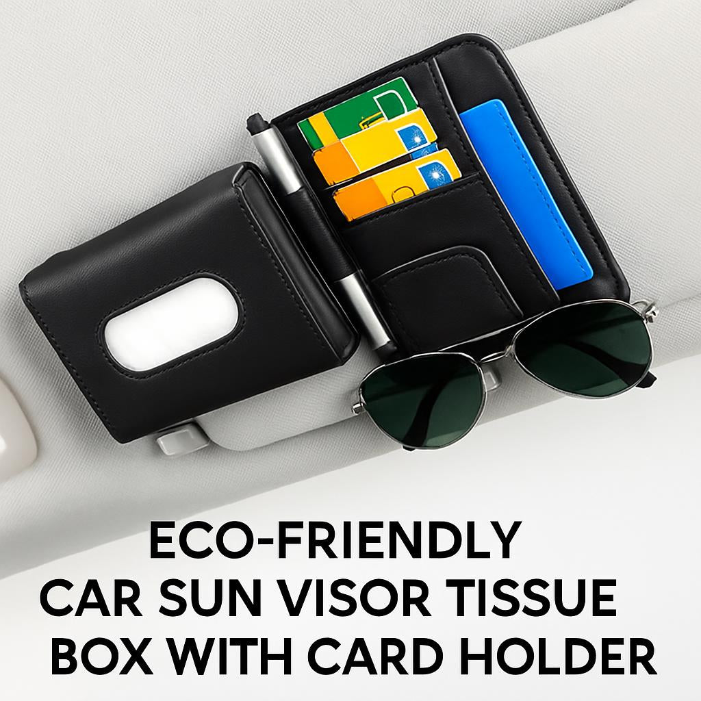 Eco-Friendly Car Sun Visor Tissue Box with Card Holder