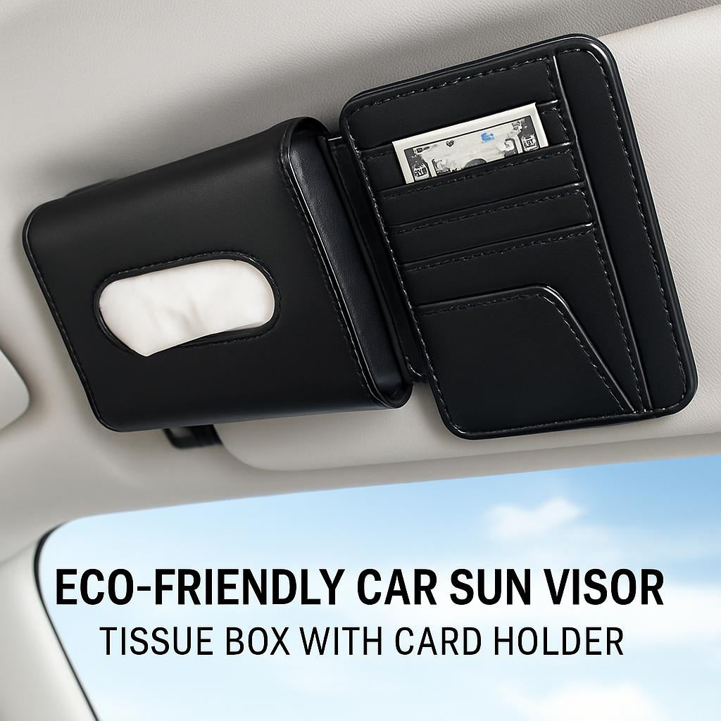 Eco-Friendly Car Sun Visor Tissue Box with Card Holder