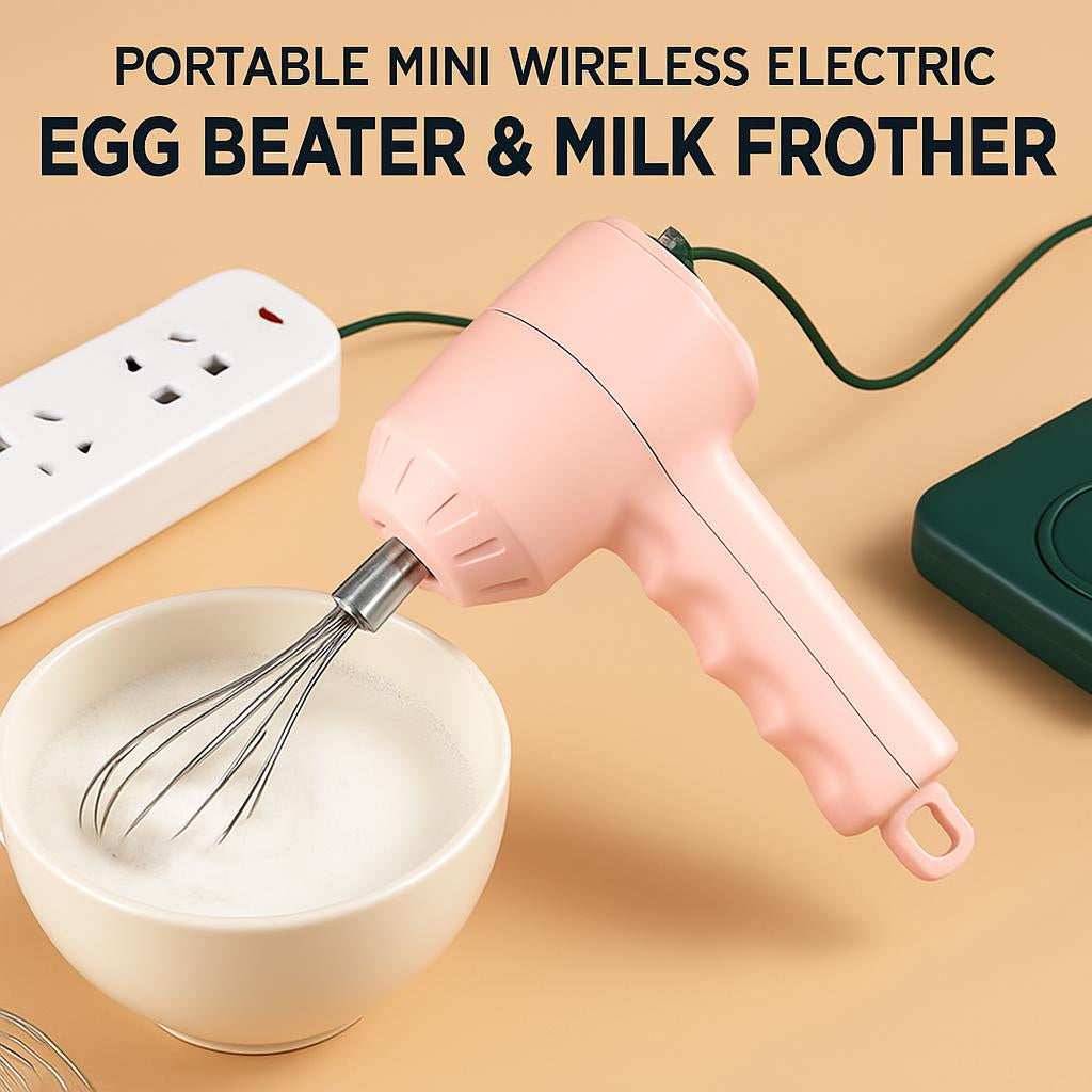 Portable Mini Wireless Electric Egg Beater & Milk Frother
