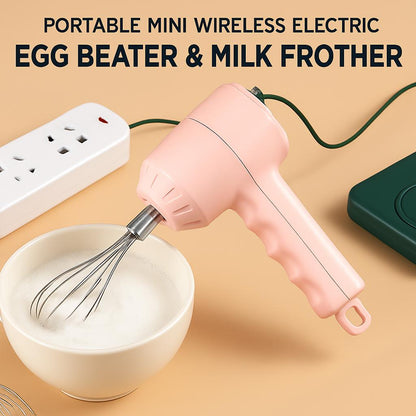 Portable Mini Wireless Electric Egg Beater & Milk Frother