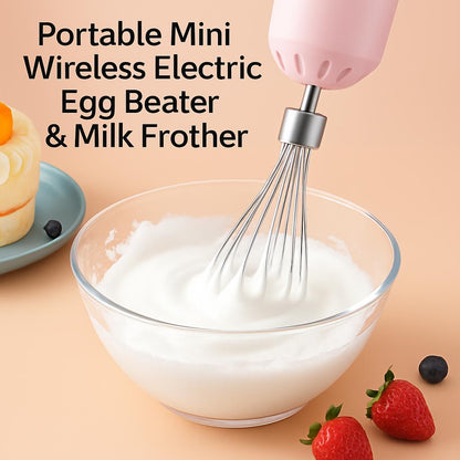 Portable Mini Wireless Electric Egg Beater & Milk Frother