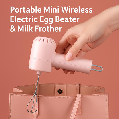 Portable Mini Wireless Electric Egg Beater & Milk Frother
