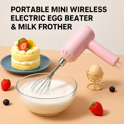 Portable Mini Wireless Electric Egg Beater & Milk Frother