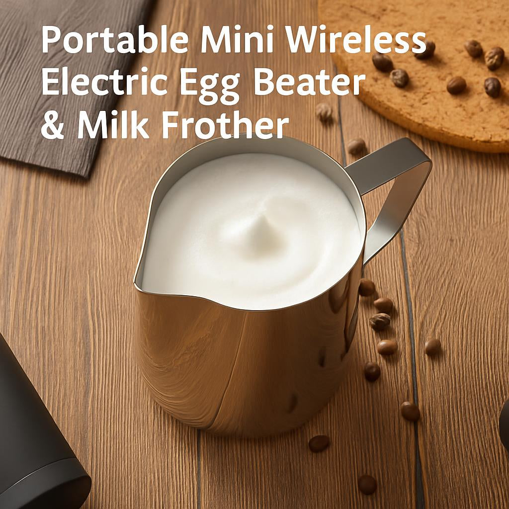 Portable Mini Wireless Electric Egg Beater & Milk Frother